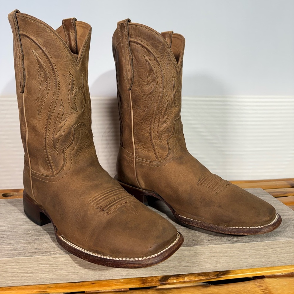 Rujo “The Tate” Handmade Cowboy Boots Size 8 EE Mad Dog Goat Leather Western